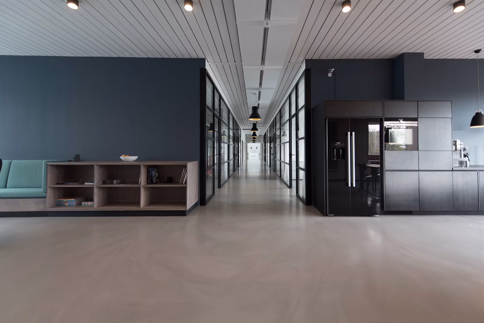 Modern office interior with seating